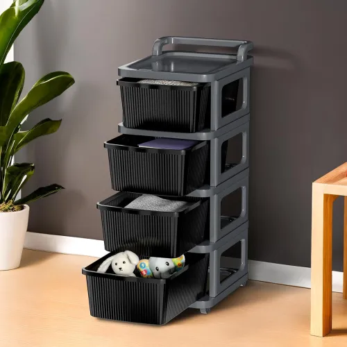 Image of Kuber Industries 4 Layer Heavy Duty Plastic Storage Drawer
