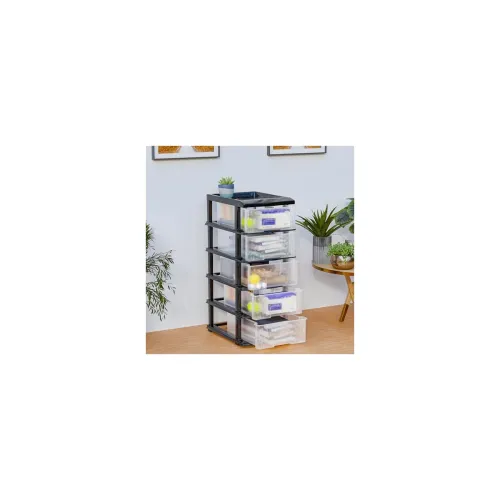 Image of Kuber Industries 5-Layer Collapsible Multipurpose Plastic Drawers Storage 