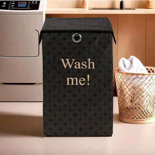 Image of Kuber Industries 75L Foldable Laundry Basket for Clothes with Lid