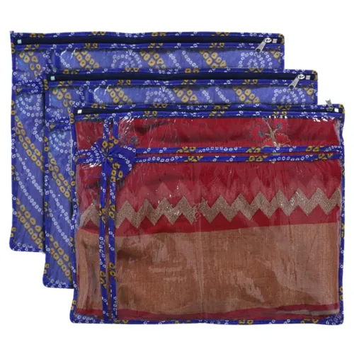 Image of Kuber Industries Bandhani Print PVC Saree Cover – Pack of 3 (Blue)