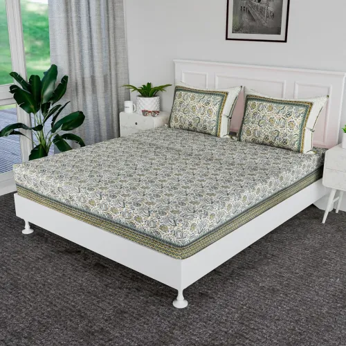 Image of Kuber Industries Cotton Double Bedsheet with 2 Pillow Covers