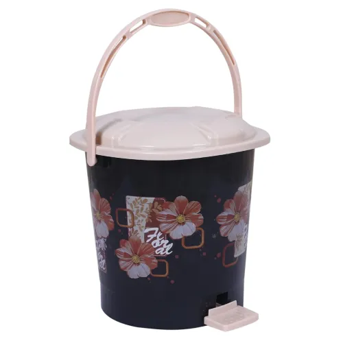 Image of Kuber Industries Durable Floral Print Plastic Pedal Dustbin 7 Litre