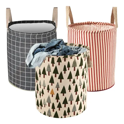 Image of Kuber Industries Foldable Laundry Baskets – Pack of 3, 60L