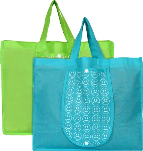 Image of Kuber Industries Grocery Bags Foldable Tote Bag 2pcs set of 2