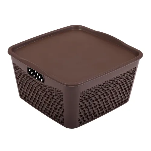 Image of Kuber Industries Plastic Basket For Storage With Lid For Kitchen