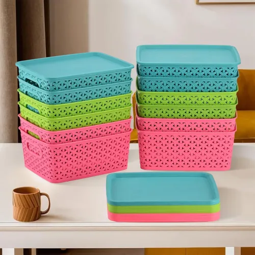 Image of Kuber Industries Pack of 12 Multipurpose Storage Baskets