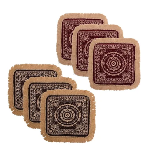 Image of Kuber Industries Pack of 6 Velvet Pooja Mat For Sitting On Floor