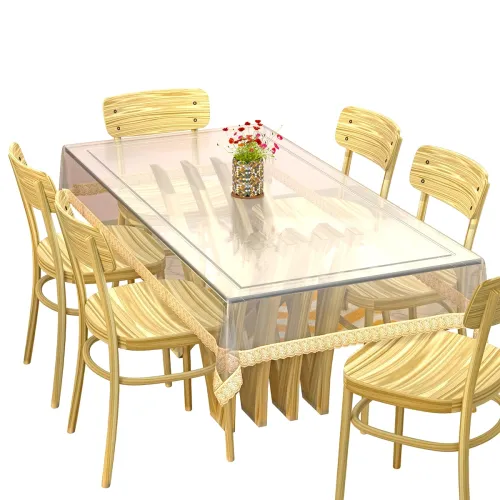 Image of Kuber Industries PVC 6 Seater Transparent Dining Table Cover