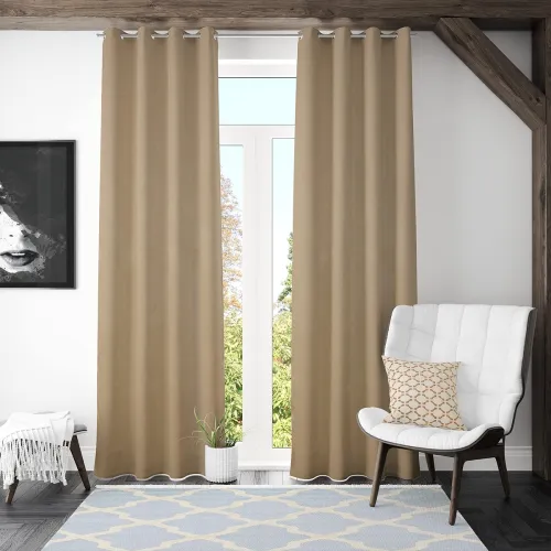 Image of Kuber Industries Room Darkening Blackout Curtain 5 Feet Light Chocolate 8 eyelets