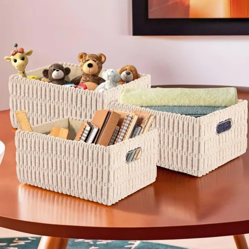 Image of Kuber Industries Soft Velvet Luxurious Storage Baskets So3