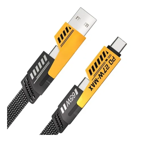 Image of Kuzoom 65 W 4-in-1 Fast Charging Cable – USB‑C, USB‑A, Lightning
