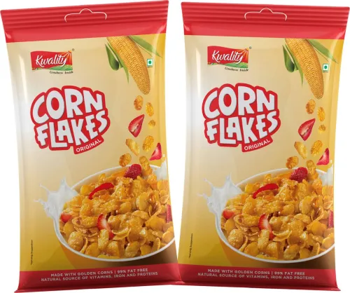 Image of Kwality Corn Flakes, Natural Source of Vitamins, Iron & Proteins, Breakfast Cereal Pouch (2 x 0.5 kg).