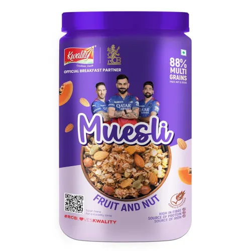 Image of KWALITY RCB Muesli Fruit & Nut 1 Jar, 88% Multi Grains, No Maida, Natural Source