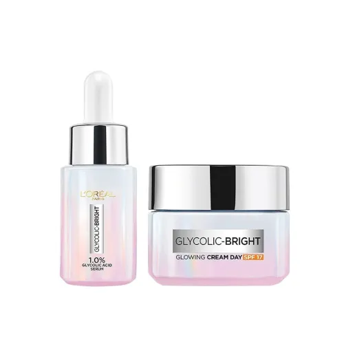 Image of L'OREAL PARIS Glycolic Bright Day Cream With Spf 17 & Brightening Serum