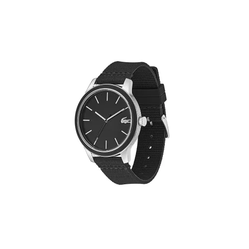 Image of Lacoste Lacoste.12.12 Qtz Basic Black Round Dial Men's Watch|Black Silicone Material|Black Color Band - 2011087