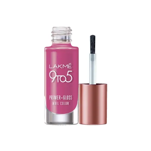 Image of Lakmé 9 to 5 Primer + Gloss Nail Colour, Pink Pace, 6 ml