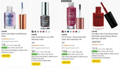 Image of LAKMÉ Glossy Finish Nail Colour Starting @ ₹73