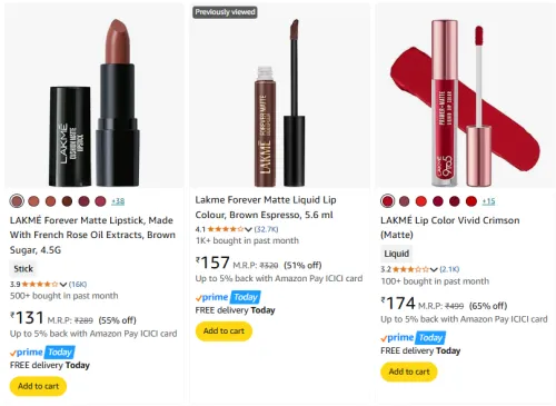 Image of LAKMÉ Liquid Lipsticks starting at ₹131