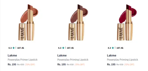 Image of Lakme Beauty Lipstick Flat 70% Discount