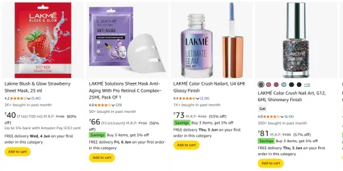 Image of Lakme Beauty Products at Minimum 60% Discount 
