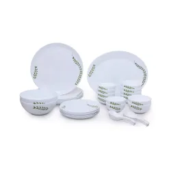 Larah by Borosil 33 Pieces Opalware Dinner Set, White