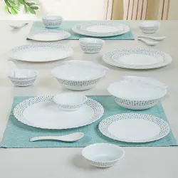 Larah by BOROSIL 34 Pieces Printed Opalware Dinner Set