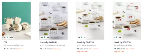 Image of Larah by Borosil 6 Pieces Coffee Cups Starting @ ₹251