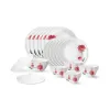 Larah by Borosil Belle Fluted Series Opalware Dinner Set | 28 Pieces for Family of 6 |