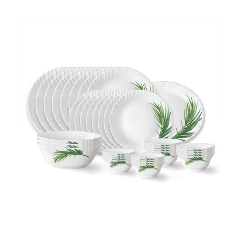 Image of Larah by Borosil Crescent Fluted Series Opalware Dinner Set