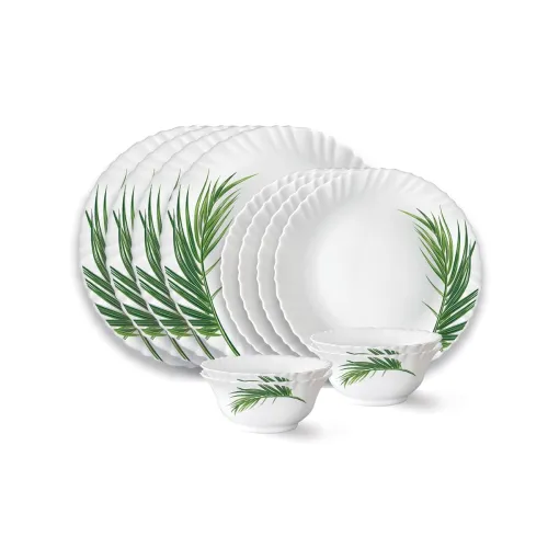 Image of Larah by Borosil Crescent Fluted Series Opalware Dinner Set