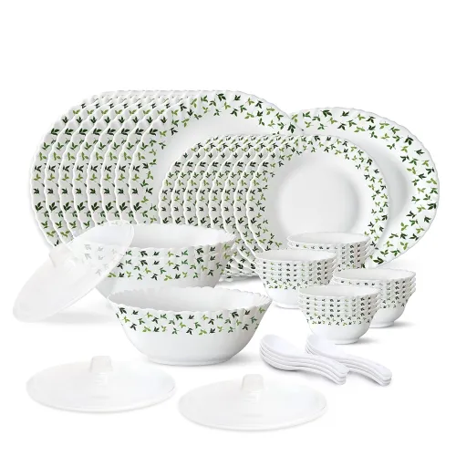 Image of Larah by Borosil Sage Silk Series Opalware Dinner Set 47PCS