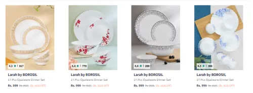 Image of Larah by BOROSIL 17-Pcs Opalware Dinner Set starting @ ₹999