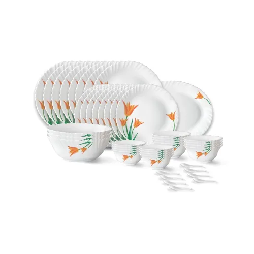 Image of Larah by Borosil Firefly Fluted Series Opalware Dinner Set