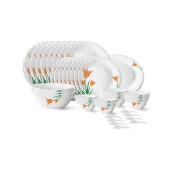 Larah by Borosil Firefly Fluted Series Opalware Dinner Set
