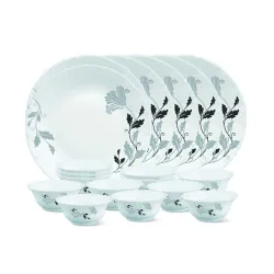 Larah by Borosil Glass MilleniaThali Set (White) - 18 Pieces