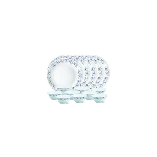Image of Larah by Borosil Glass MistThali Set (White) - 18 Pieces