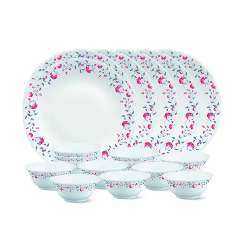 Image of Larah by Borosil Glass PentasThali Set (White) - 18 Pieces
