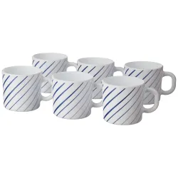 Larah by BOROSIL Indigo Ray Opalware Mug, Set of 6