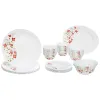Larah By Borosil Janus Opalware Floral Dinner Set, 33-Pieces, White.