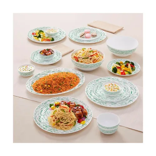 Image of Larah By Borosil Moon Green Nova Dinner Set 21Pcs