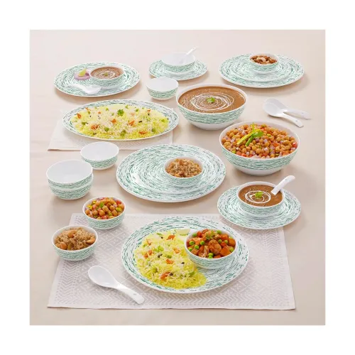 Image of Larah By Borosil Moon Green Nova Dinner Set 33 Pcs