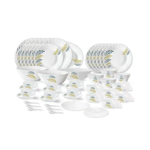 Image of Larah by Borosil Niva Fluted Series Opalware Dinner Set 66 Pieces