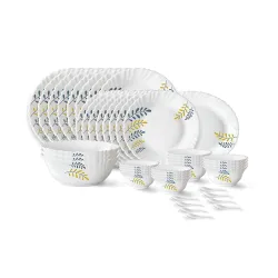 Larah by Borosil Niva Fluted Series Opalware Dinner Set | 44 Pieces