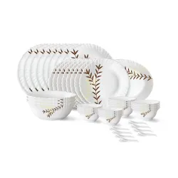 Larah by Borosil Oak Fluted 44-Piece Opalware Dinner Set