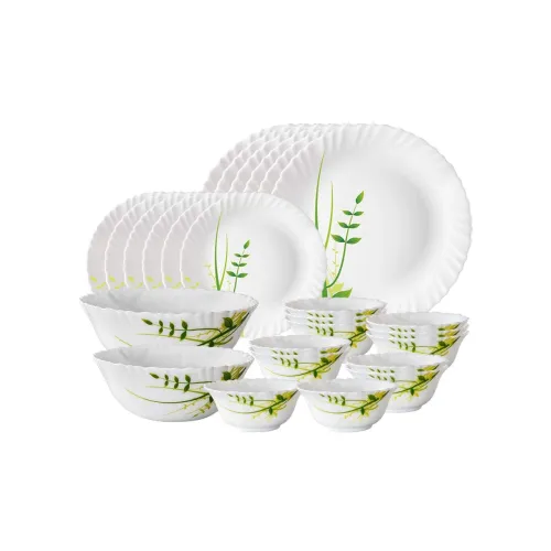 Image of Larah by Borosil Opalware Dinner Set, 26 Pcs, White