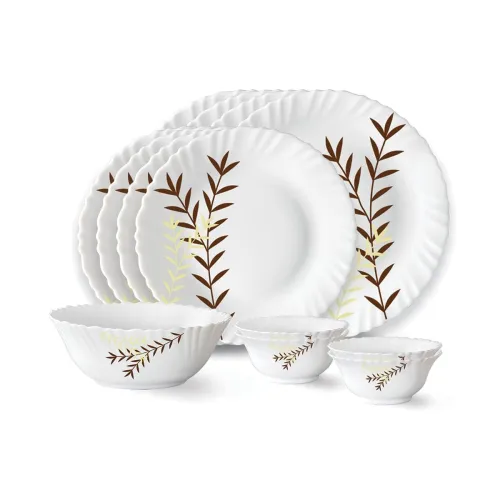Image of Larah by Borosil Opalware Dinner Set (13 Pc, Microwave Safe, White)