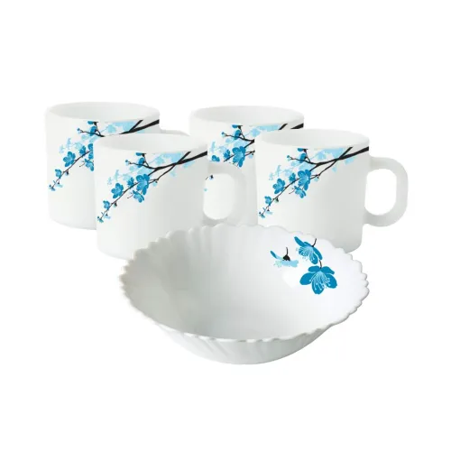 Image of Larah by BOROSIL Opalware Snacks Set - 180ml, 5Pcs, White