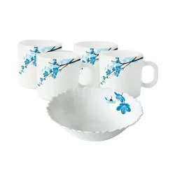 Larah by BOROSIL Opalware Snacks Set - 180ml, 5Pcs, White