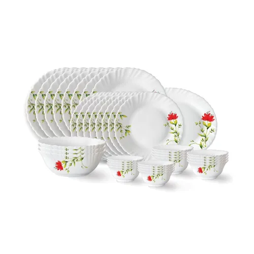 Image of Larah By Borosil Oriental Opalware Dinner Set, 36 Pcs, White