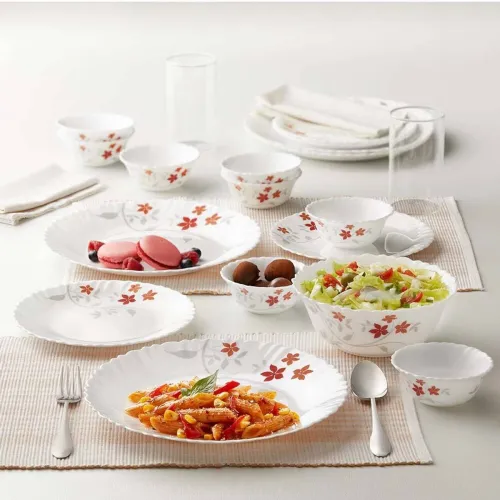 Image of Larah by Borosil Pack of 13 Opalware ROSALIE Dinner Set